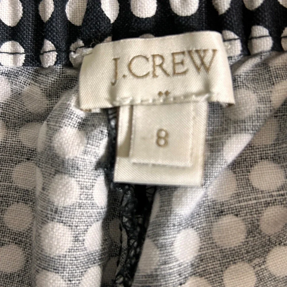 J.Crew Shorts Womens 8 Black Polka Dot Linen Cotton High Rise Preppy Retro‎